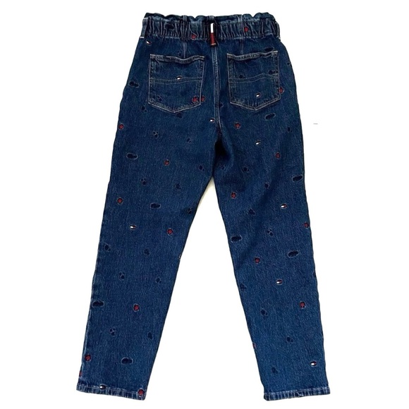 Tommy Hilfiger Women’s Paperbag High Rise Jean Size 8 Logo embroidered all over - Picture 4 of 11